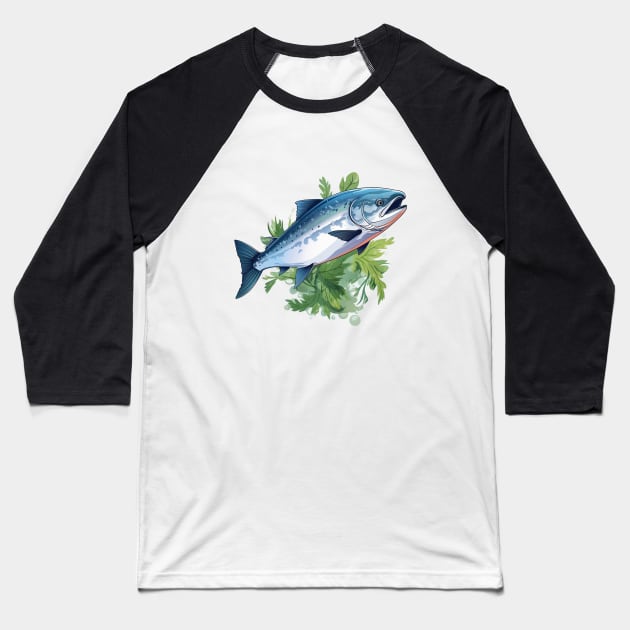 Pacific Northwest Salmon Baseball T-Shirt by zooleisurelife